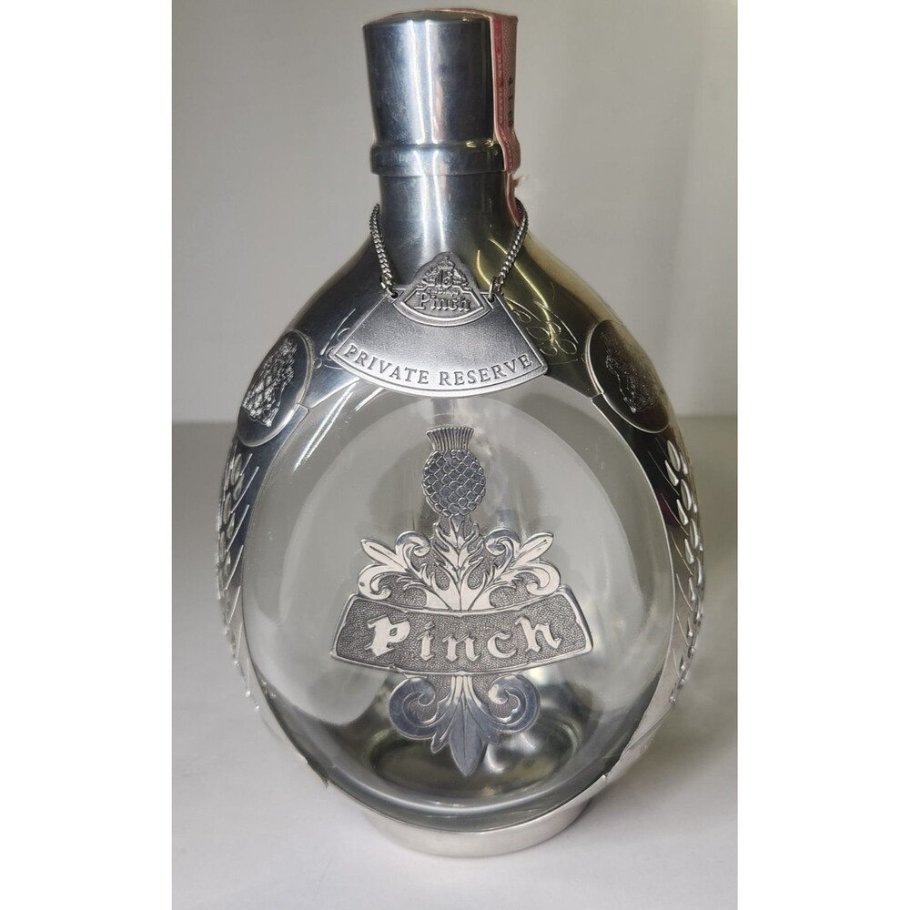 Haig Royal Holland Pewter Overlay Glass Pinch Empty Whisky Bottle Decanter